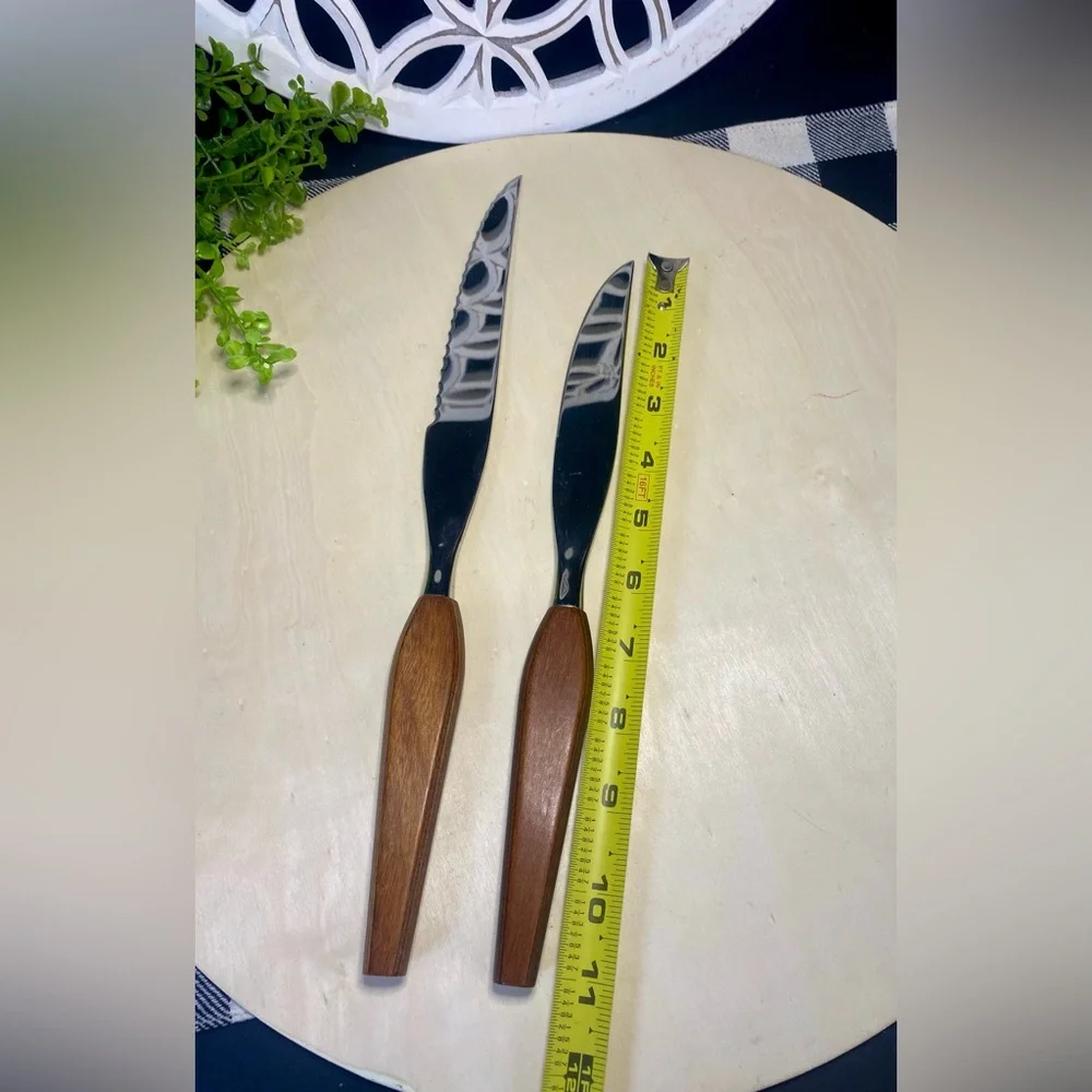 Vintage Town & Country Fleetwood Design Stainless‎ Blade Teak Handle 2 Piece Set